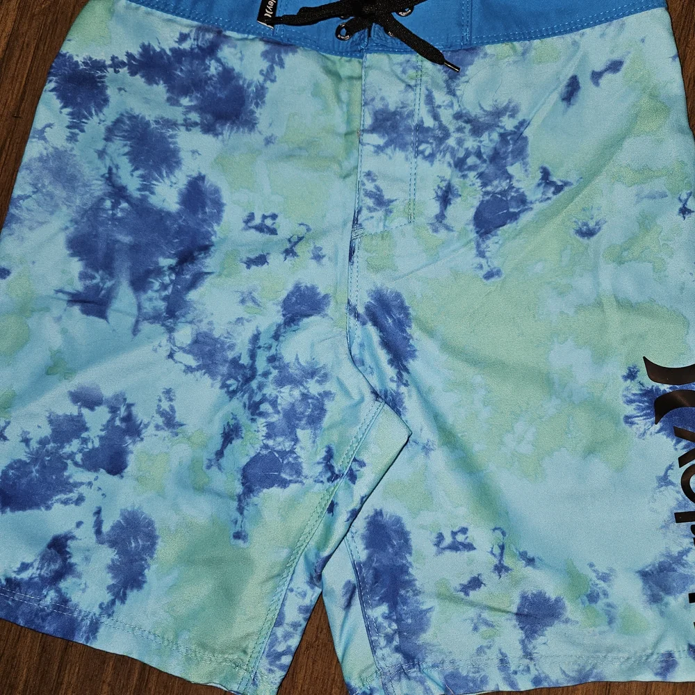 Hurley Aqua and Navy Tie-Dye Board Shorts Sz 10